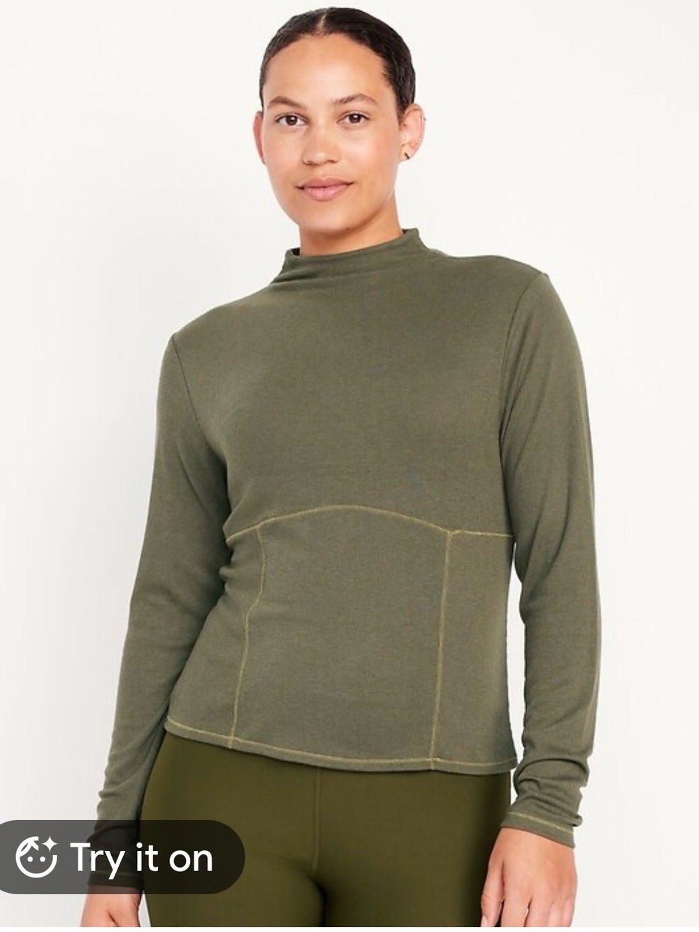 Old Navy Olive Green Long-Sleeve Mock Neck Top